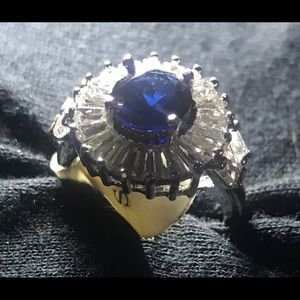 Beautiful CZ sapphire and diamond ring